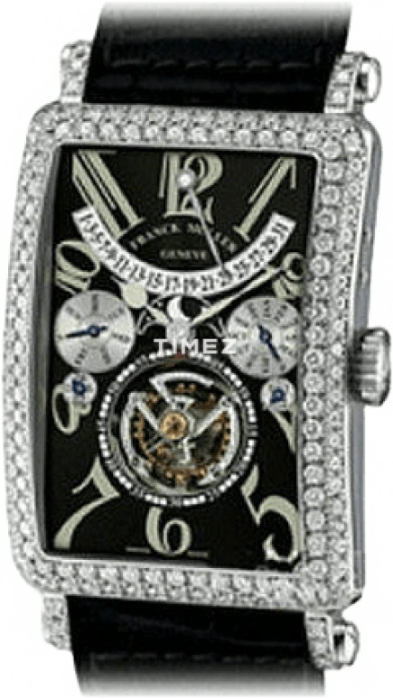 Franck Muller,LONG ISLAND 48x34.40mm,48x34.40mm,White Gold,Black,Sapphire,Crystal Glass,Setting,Diamonds,1350 T D QP