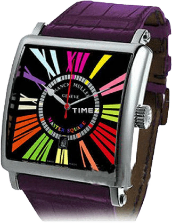 Franck Muller,MASTER SQUARE 42.50x42.50mm,42.50x42.50mm,White Gold,Black,Sapphire,Crystal Glass,Open,6000 H SC CODR