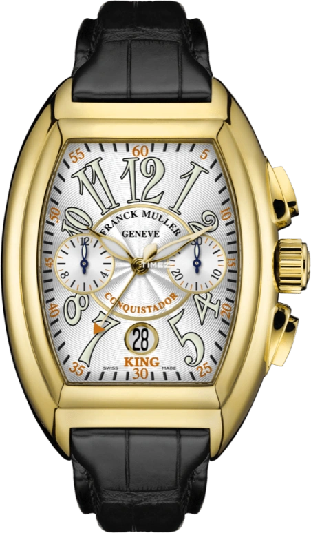 Franck Muller,Conquistador 40.35x56.45mm,40.35x56.45mm,Yellow Gold,Silver,Automatic,Chronograph,Day,8005 K CC
