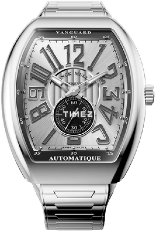 Franck Muller,VANGUARD 41x49.95mm,41x49.95mm,Stainless Steel,Silver,Black,Automatic,38hours,In-house Caliber,V 41 S S6 AT FO VIN ACMC O
