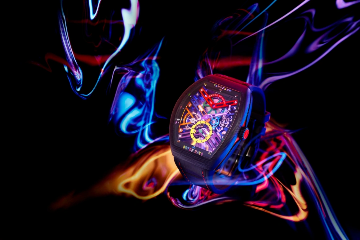 Franck Muller,VANGUARD 43mm,43mm,Carbon,Skeleton,Multi-Color,Handwound,Power Reserve Indicator,168hours,V 43 S6 SQT COL DR NR CARBON COL DR SKELETON ER