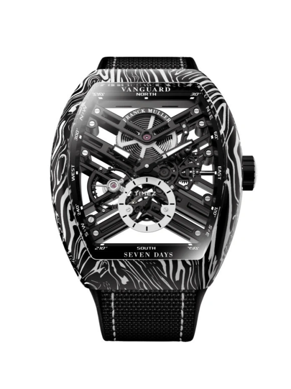 Franck Muller,VANGUARD 41x49.95mm,41x49.95mm,Carbon TPT,Stainless Steel,Skeleton,Handwound,Power Reserve Indicator,172hours,V 41 S6 SQT CARBONE AMS BC
