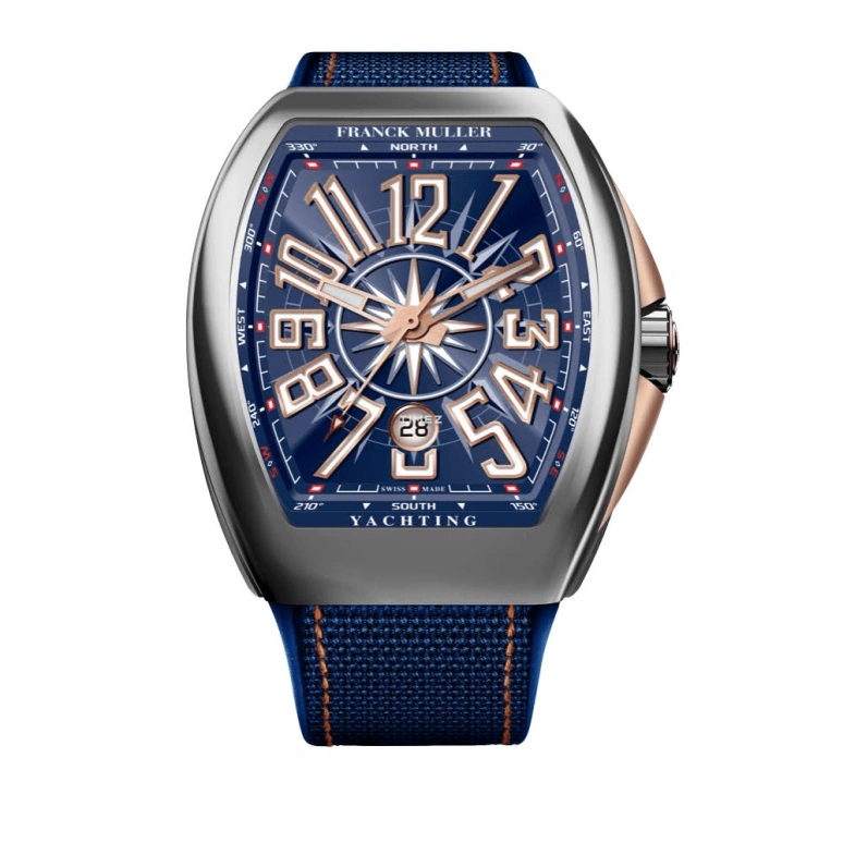 Franck Muller,Yachting 45x53.70mm,45x53.70mm,Stainless Steel,Blue,Automatic,Day,42hours,V 45 SC DT YACHT STG 5N AC