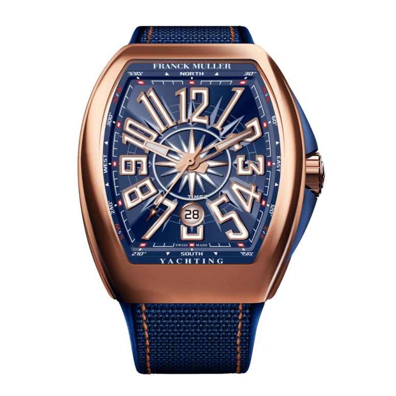 Franck Muller,Yachting 45x53.70mm,45x53.70mm,Rose Gold,Blue,Automatic,Day,42hours,V 45 SC DT YACHT BL 5N