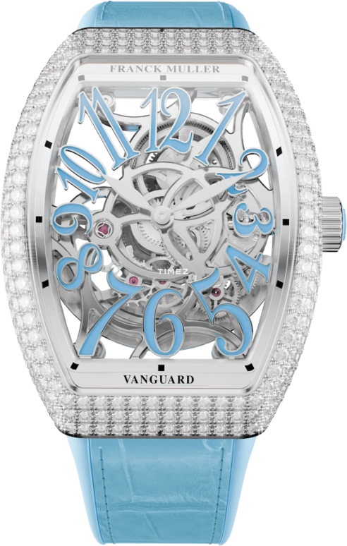 Franck Muller,VANGUARD 35x46.30mm,35x46.30mm,Stainless Steel,Silver,Blue,Skeleton,Automatic,42hours,In-house Caliber,V 35 S AT SQT D BE