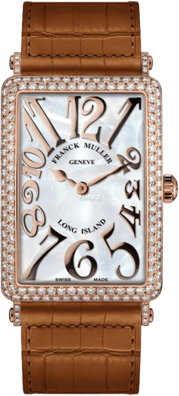 Franck Muller,LONG ISLAND 25.95x44.45mm,25.95x44.45mm,Rose Gold,Silver,Quartz,In-house Caliber,Sapphire,Crystal Glass,952 QZ REL MOP D 5N