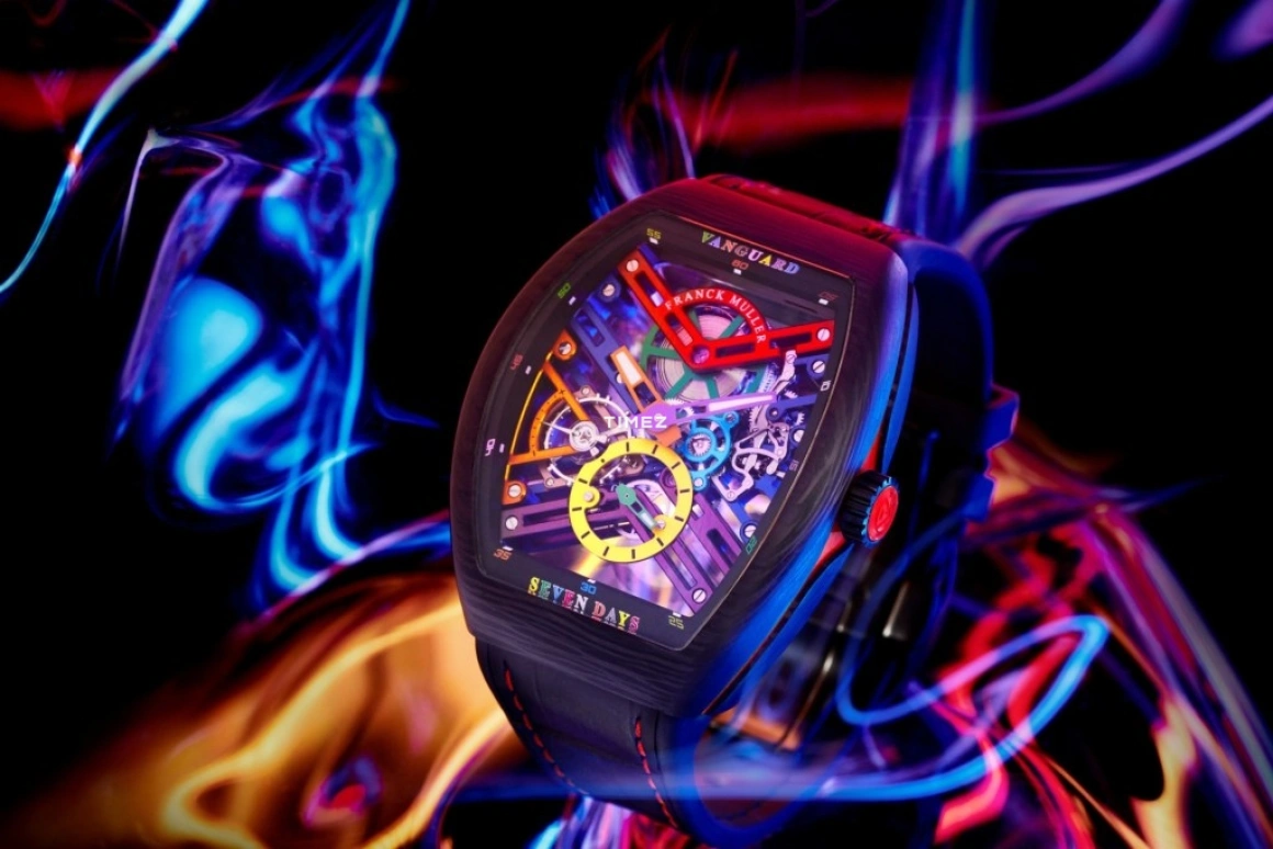 Franck Muller,VANGUARD 43mm,43mm,Carbon,Skeleton,Multi-Color,Handwound,Power Reserve Indicator,168hours,V 43 S6 SQT COL DR NR CARBON COL DR SKELETON ER