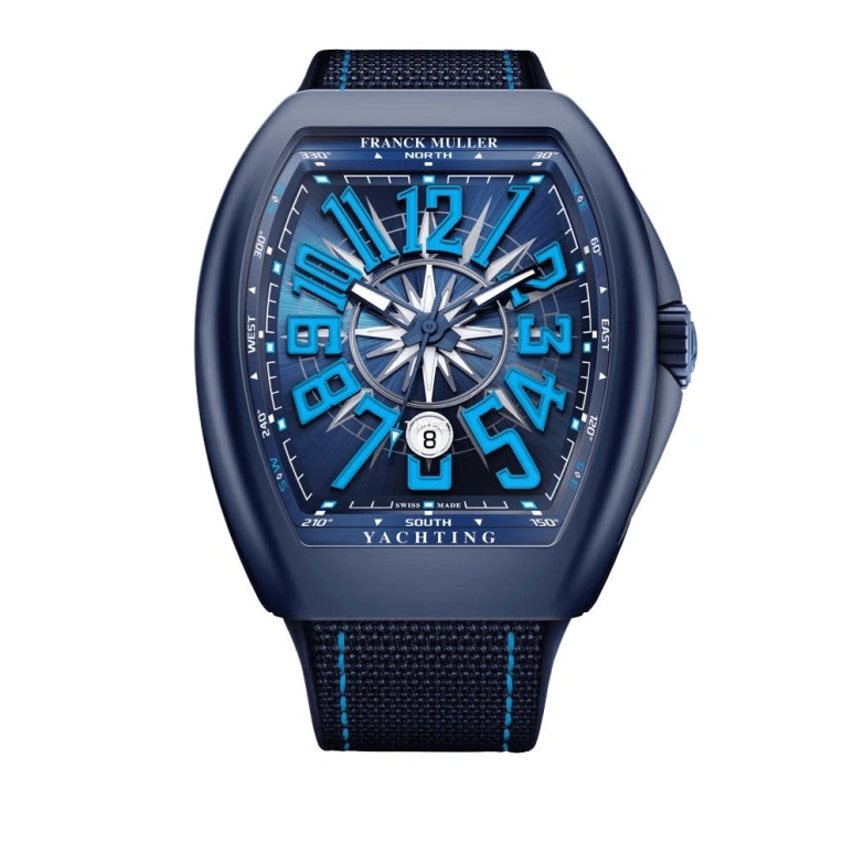 Franck Muller,Yachting 45x53.70mm,45x53.70mm,Ceramic,Blue,Automatic,Day,42hours,V 45 SC DT YACHT CR BL MC BL CR