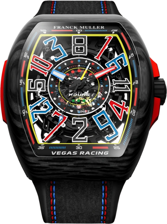 Franck Muller,Vegas 44x53.70mm,44x53.70mm,Forged Carbon,Blue,Black,Red,Automatic,Jumping Seconds,Jumping Minutes,Jumping Hours,V 45 CH SQT RCG VEGAS CARBONE ER