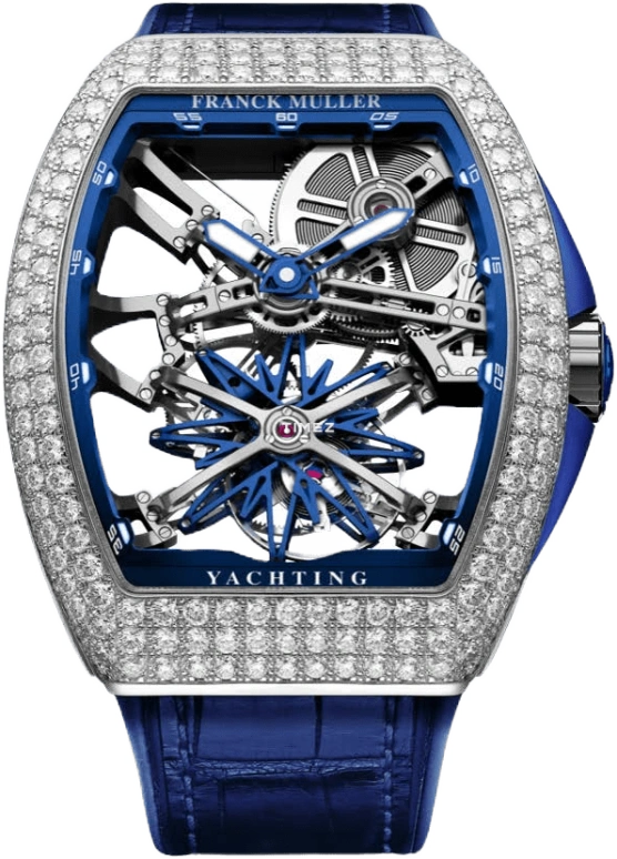 Franck Muller,Yachting 38.40x39.60mm,38.40x39.60mm,White Gold,White,Handwound,Tourbillon,120hours,V 45 T GR CS SQT YACHT D BL OG