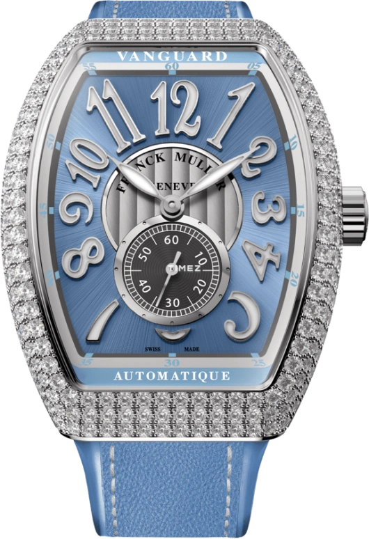 Franck Muller,VANGUARD 35x46.30mm,35x46.30mm,Stainless Steel,Blue,Silver,Black,Automatic,42hours,In-house Caliber,V 35 S S6 AT FO VIN D BE