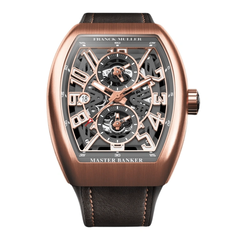 Franck Muller,Master Banker 45x53.70mm,45x53.70mm,Rose Gold,Rose Gold,Grey,Automatic,Day,Dule Time,V 45 MB SC DT SQT BR TT 5N