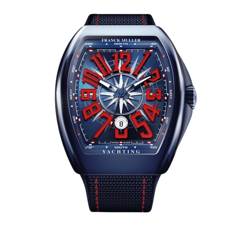 Franck Muller,Yachting 45x53.70mm,45x53.70mm,Ceramic,Blue,Red,Automatic,Day,42hours,V 45 SC DT YACHT CR BL BL