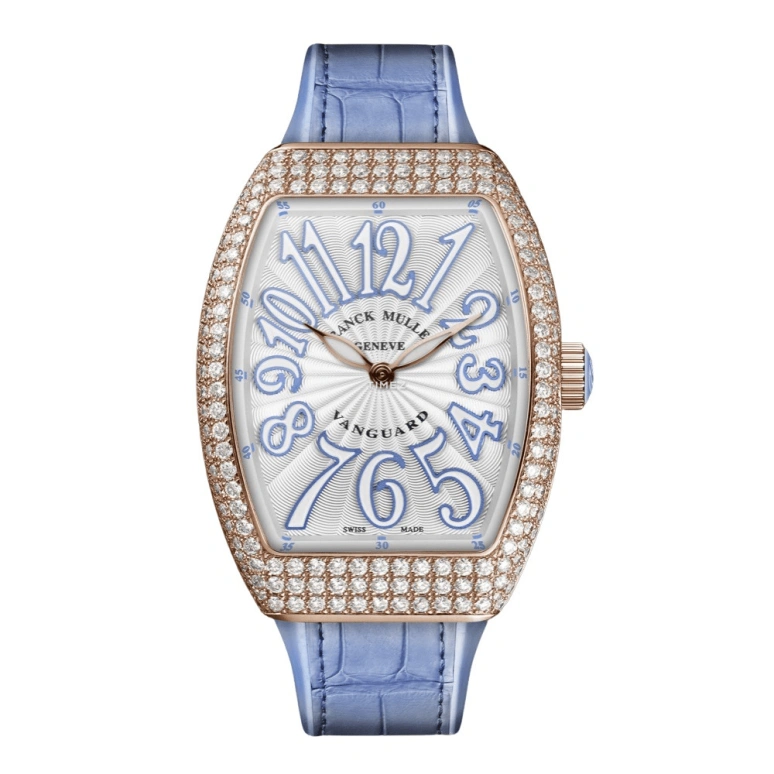 Franck Muller,VANGUARD 32x42.30mm,32x42.30mm,Rose Gold,Silver,Violet,Quartz,In-house Caliber,Sapphire,Crystal Glass,V32 QZD BL 5N