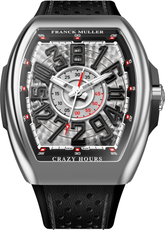 Franck Muller,Crazy Hours 44x53.70mm,44x53.70mm,Stainless Steel,Black,Silver,Automatic,Jumping Seconds,Jumping Minutes,Jumping Hours,V45 RCG CH TW AC