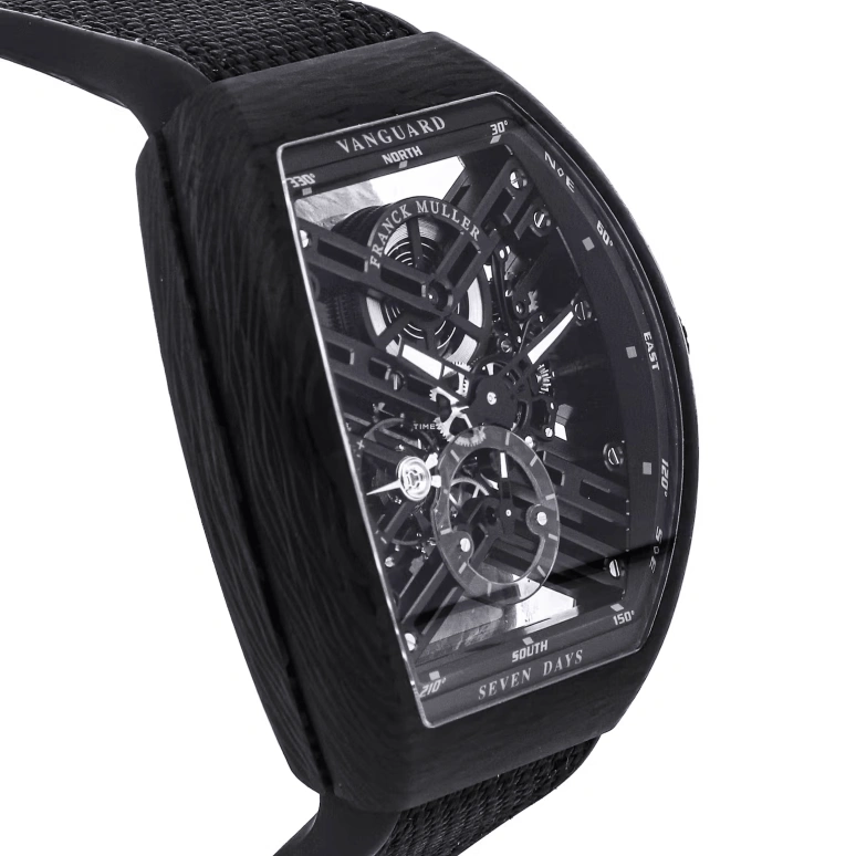 Franck Muller,MEN'S 44x53.70mm,44x53.70mm,Carbon,Skeleton,Automatic,Sapphire,Crystal Glass,Tonneau,V 45 S6 SQT CARBONE NR