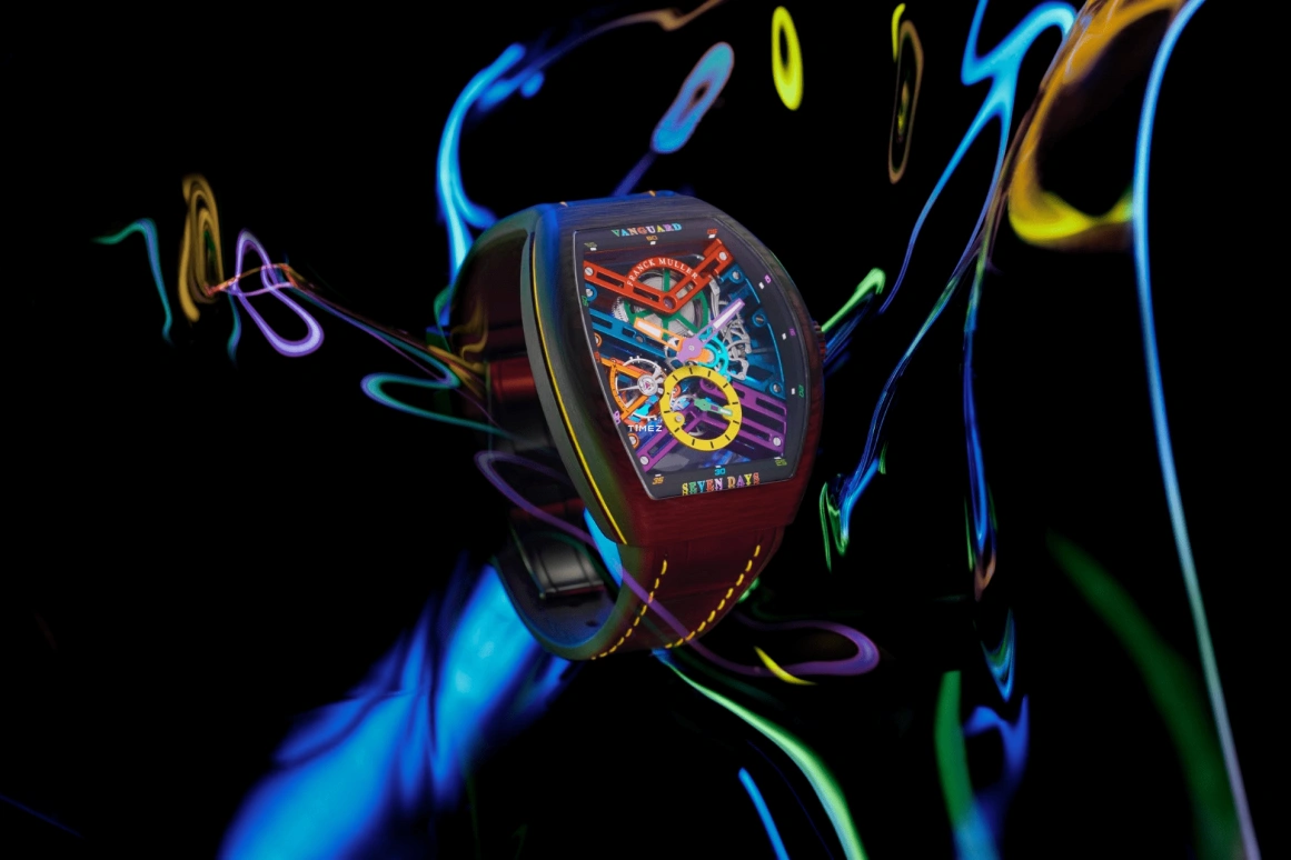 Franck Muller,VANGUARD 43mm,43mm,Carbon,Skeleton,Multi-Color,Handwound,Power Reserve Indicator,168hours,V 43 S6 SQT COL DR NR CARBON COL DR SKELETON JA