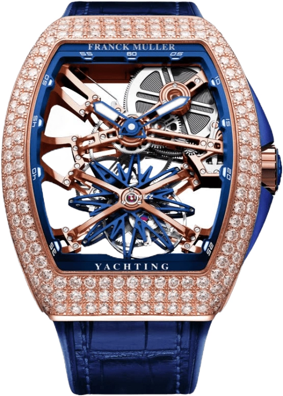 Franck Muller,Yachting 45x53.70mm,45x53.70mm,Rose Gold,Handwound,Tourbillon,120hours,V 45 T GR CS SQT YACHT D BL 5N