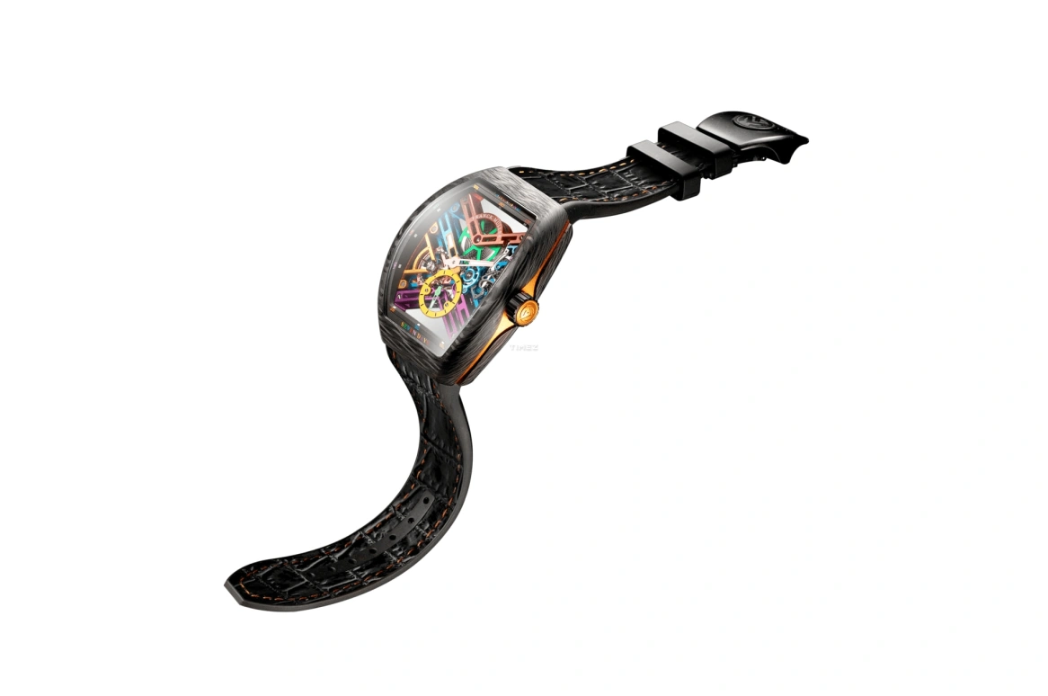 Franck Muller,VANGUARD 43mm,43mm,Carbon,Multi-Color,Skeleton,Handwound,Power Reserve Indicator,168hours,V 43 S6 SQT COL DR NR CARBON COL DR SKELETON OR