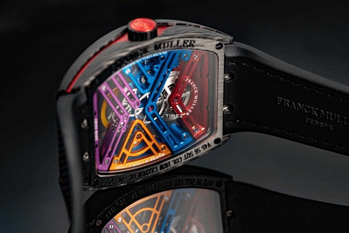 Franck Muller,VANGUARD 43mm,43mm,Carbon,Skeleton,Multi-Color,Handwound,Power Reserve Indicator,168hours,V 43 S6 SQT COL DR NR CARBON COL DR SKELETON ER