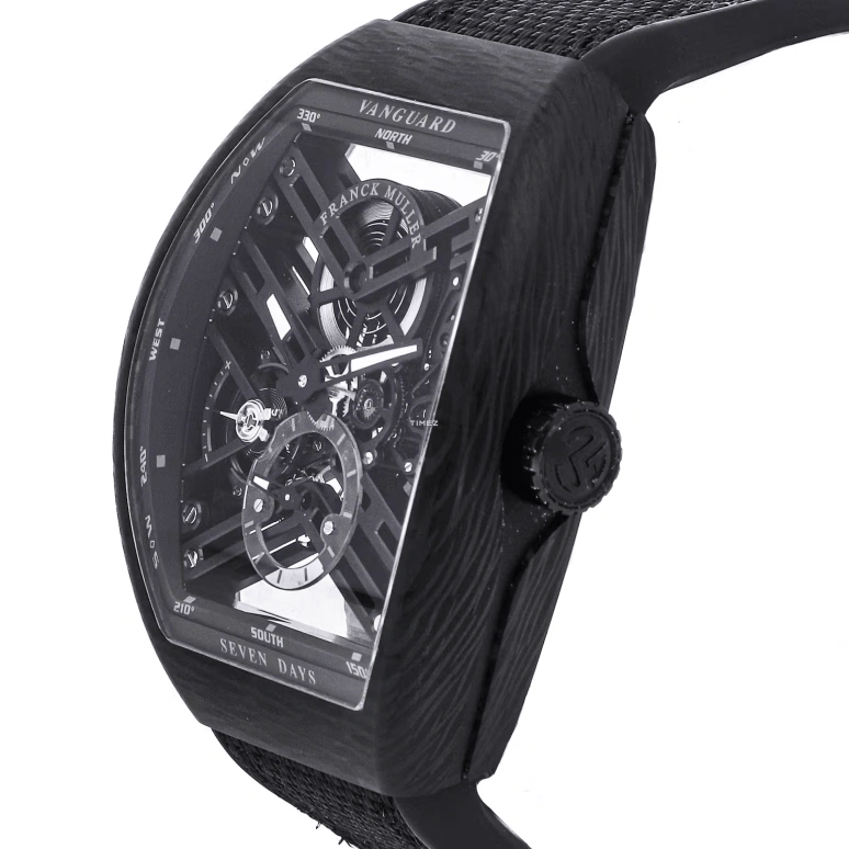 Franck Muller,MEN'S 44x53.70mm,44x53.70mm,Carbon,Skeleton,Automatic,Sapphire,Crystal Glass,Tonneau,V 45 S6 SQT CARBONE NR