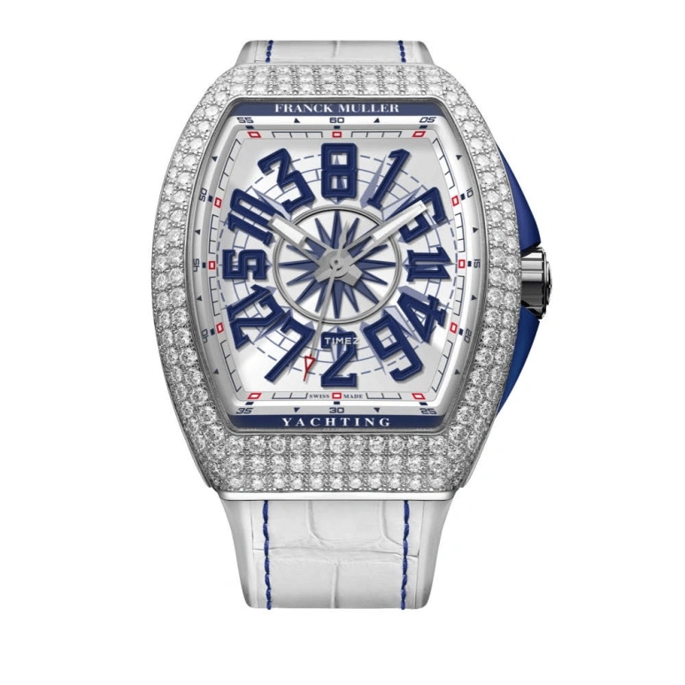 Franck Muller,VANGUARD 45x53.70mm,45x53.70mm,Stainless Steel,Blue,White,Automatic,Jumping Seconds,Jumping Minutes,Jumping Hours,V45CHDYACHTACW