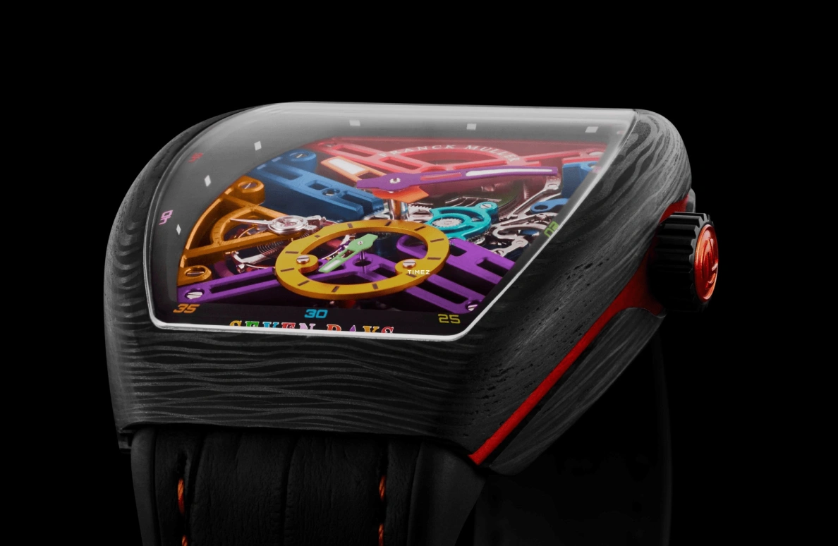 Franck Muller,VANGUARD 43mm,43mm,Carbon,Skeleton,Multi-Color,Handwound,Power Reserve Indicator,168hours,V 43 S6 SQT COL DR NR CARBON COL DR SKELETON ER