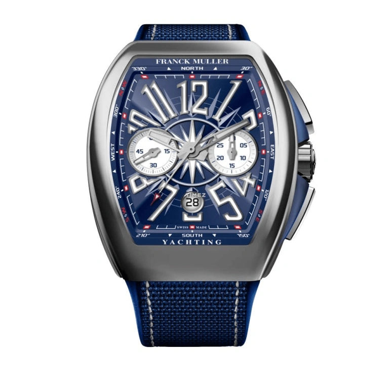 Franck Muller,VANGUARD 45x53.70mm,45x53.70mm,Stainless Steel,Blue,Automatic,Chronograph,Day,V 45 CC DT YACHT BL AC