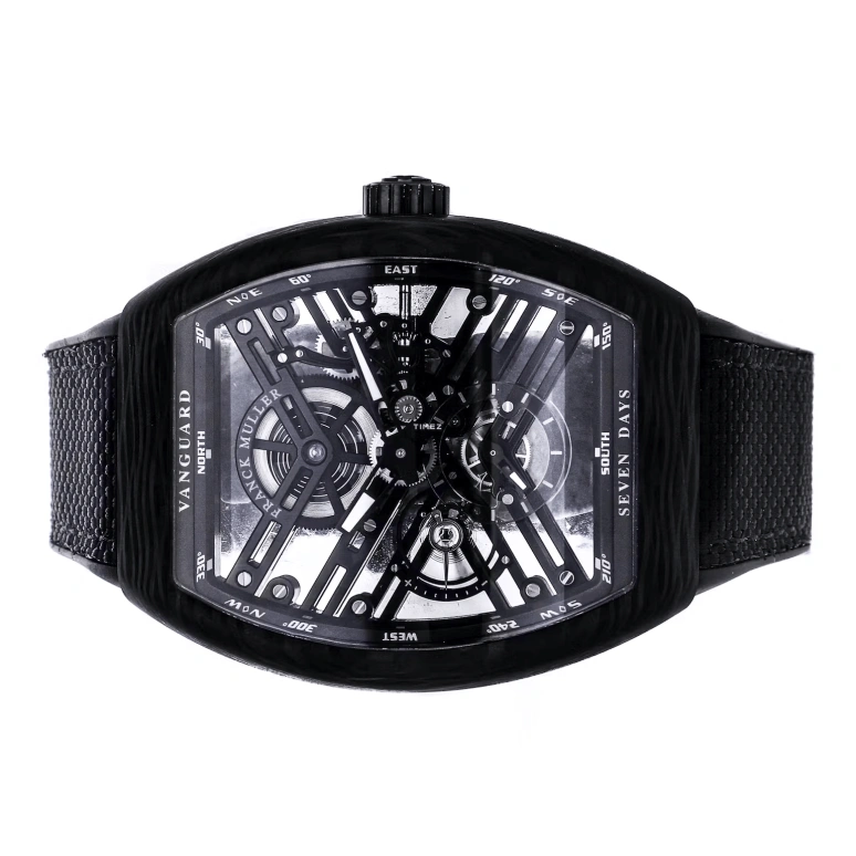 Franck Muller,MEN'S 44x53.70mm,44x53.70mm,Carbon,Skeleton,Automatic,Sapphire,Crystal Glass,Tonneau,V 45 S6 SQT CARBONE NR
