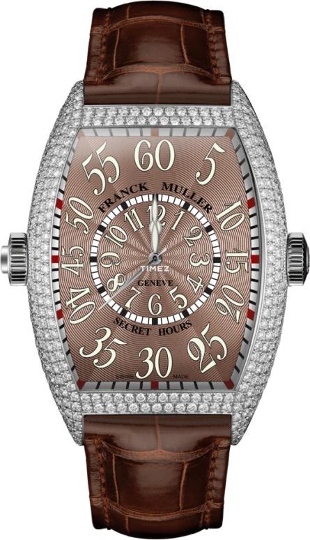 Franck Muller,Secret Hours 39.60x55.40mm,39.60x55.40mm,White Gold,Brown,Automatic,42hours,In-house Caliber,8880 SE H2 D