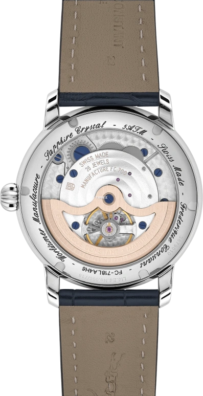 Frederique Constant,Classics 42mm,42mm,Stainless Steel,Blue,Automatic,Day,World Time,Day / Night Indication,FC,FC-718LA4H6