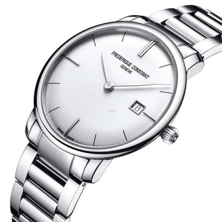 Frederique Constant,Slim Line 40mm,40mm,Stainless Steel,Silver,Automatic,Day,38hours,FC,FC-306S4S6B3