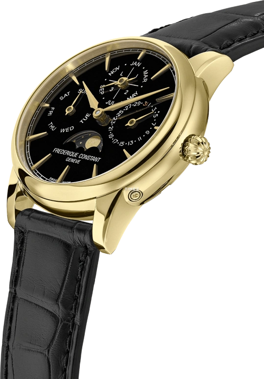 Frederique Constant,Classics 40mm,40mm,Yellow Gold,Black,Automatic,Moonphase,Perpetual Calendar,Leap Year,Month,72hours,In-house Caliber,FC,FC-776ONB3H7