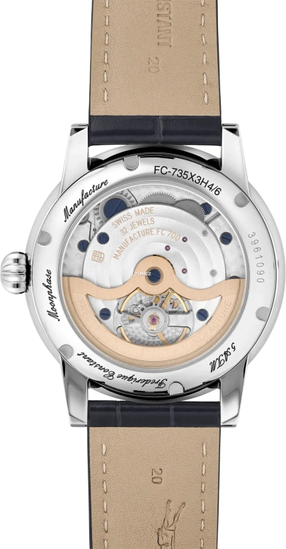 Frederique Constant,Classics 40mm,40mm,Stainless Steel,White,Automatic,Moonphase,Power Reserve Indicator,Big Date,FC,FC-735S3H6