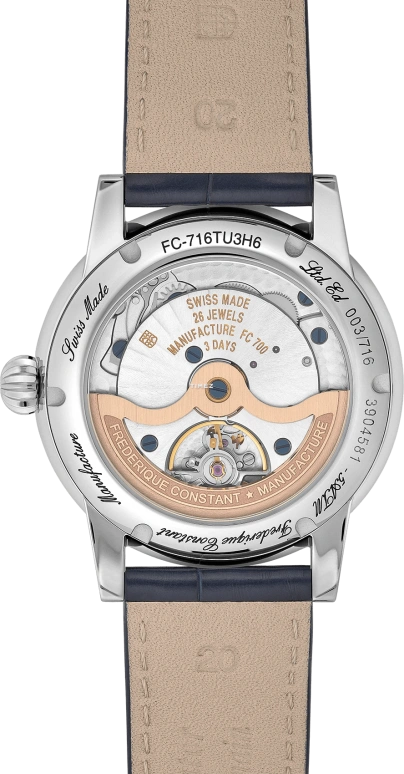 Frederique Constant,Classics 40mm,40mm,Stainless Steel,Blue,Automatic,Moonphase,Day,FC,FC-716TU3H6