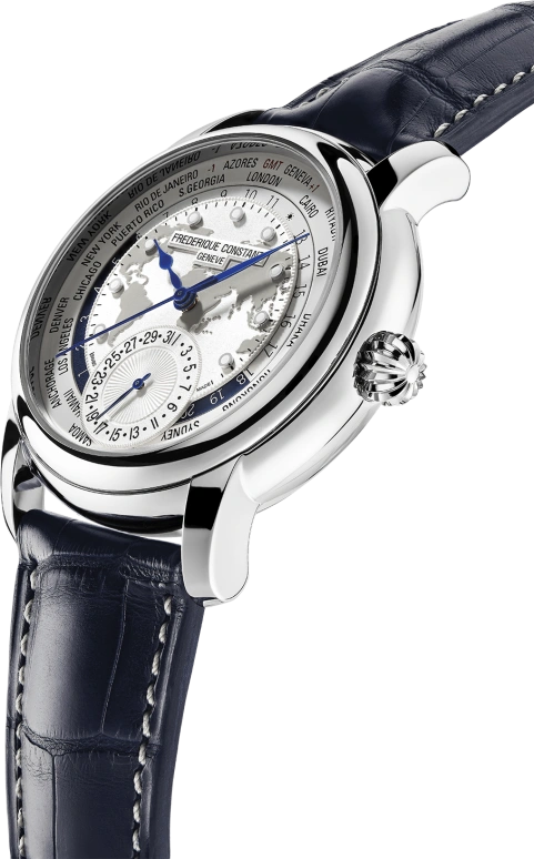 Frederique Constant,Manufacture 42mm,42mm,Stainless Steel,Silver,Automatic,Date,World Time,FC,FC-718WM4H6