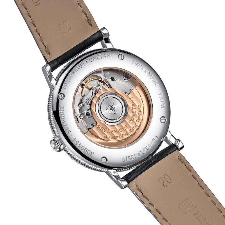 Frederique Constant,Other 39mm,39mm,Stainless Steel,Black,Silver,Automatic,In-house Caliber,Sapphire,Crystal Glass,FC,FC-312MC4S36