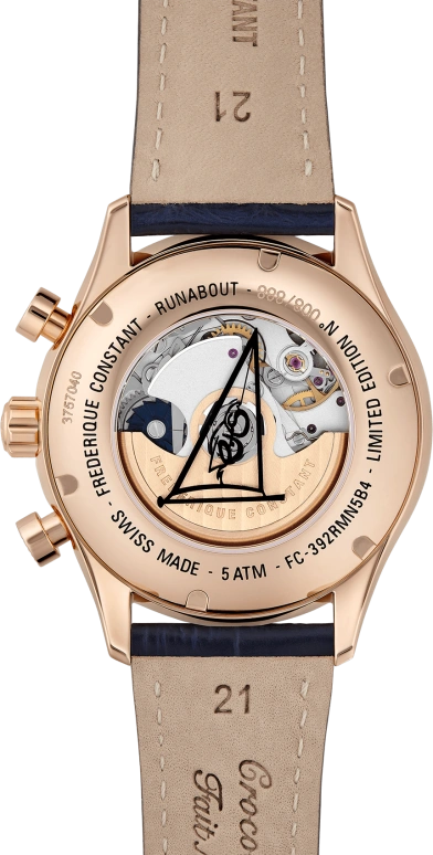 Frederique Constant,Runabout 42mm,42mm,Rose Gold,Blue,In-house Caliber,Sapphire,Crystal Glass,Rose,FC,FC-392RMN5B4