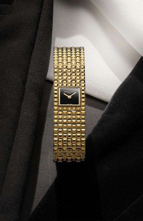 Frederique Constant,Classics 25.70mm,25.70mm,Stainless Steel,Black,Quartz,In-house Caliber,Square,FC,FC-200ONB1MC5B