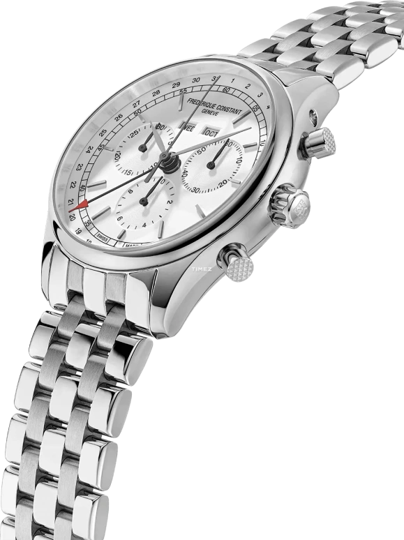 Frederique Constant,Classics 40mm,40mm,Stainless Steel,White,Quartz,Chronograph,Month,Date,Day,Sapphire,Crystal Glass,Round,FC,FC-296SW5B6B