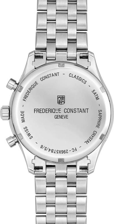 Frederique Constant,Classics 40mm,40mm,Stainless Steel,White,Quartz,Chronograph,Month,Date,Day,Sapphire,Crystal Glass,Round,FC,FC-296SW5B6B