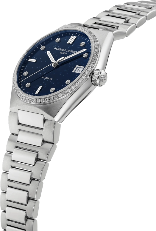 Frederique Constant,Other 34mm,34mm,Stainless Steel,Blue,Automatic,38hours,In-house Caliber,FC,FC-303NSD2NHD6B