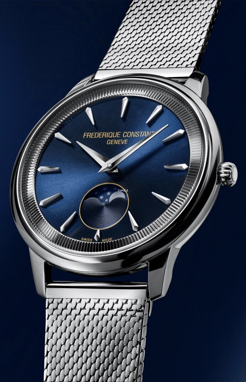 Frederique Constant,Classics 37mm,37mm,Stainless Steel,Blue,Quartz,Moonphase,In-house Caliber,FC,FC-206N3S6B