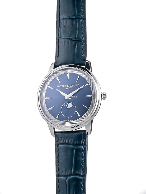 Frederique Constant,Classics 37mm,37mm,Stainless Steel,Blue,Quartz,Moonphase,In-house Caliber,FC,FC-206N3S6