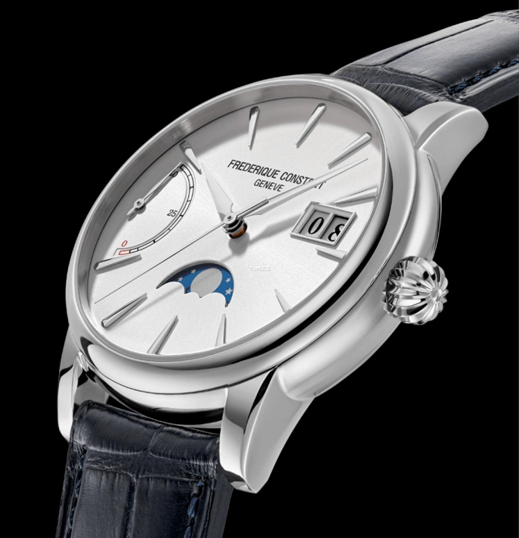 Frederique Constant,Classics 40mm,40mm,Stainless Steel,White,Automatic,Moonphase,Power Reserve Indicator,Big Date,FC,FC-735S3H6