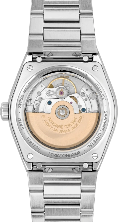 Frederique Constant,Highlife 39mm,39mm,Stainless Steel,Black,Automatic,Day,38hours,FC,FC-303B3NH6B