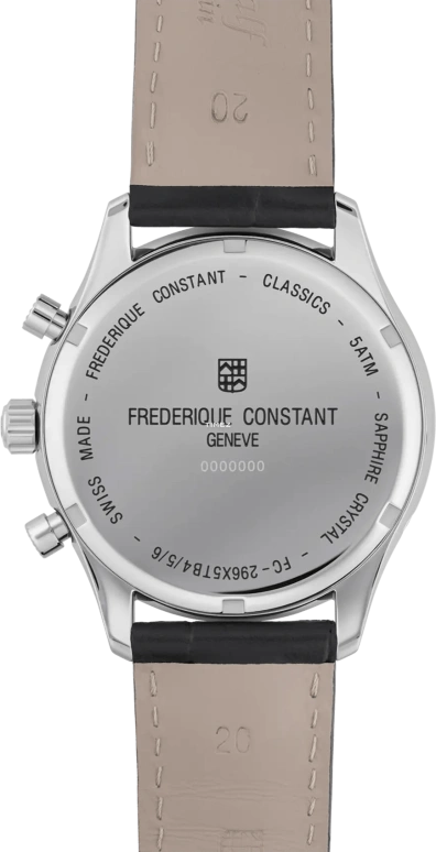 Frederique Constant,Classics 40mm,40mm,Stainless Steel,Silver,Quartz,Chronograph,Month,Date,Day,Sapphire,Crystal Glass,Round,FC,FC-296SW5B6
