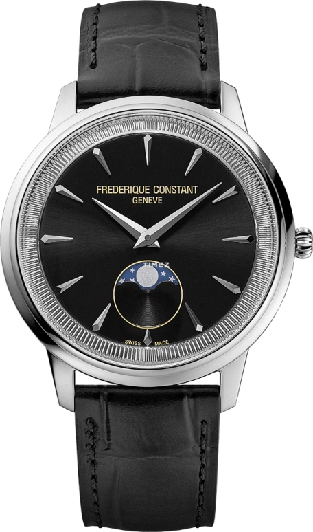 Frederique Constant,Classics 37mm,37mm,Stainless Steel,Black,Quartz,Moonphase,In-house Caliber,FC,FC-206B3S6