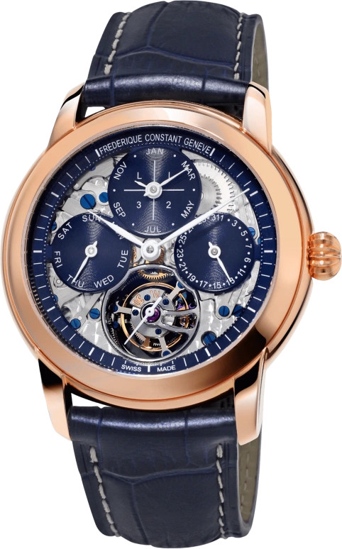 Frederique Constant,Manufacture 42mm,42mm,Rose Gold,Skeleton,Blue,Automatic,38hours,In-house Caliber,FC,FC-975N4H9