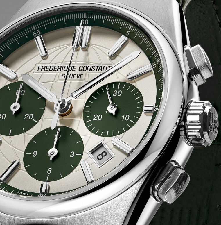 Frederique Constant,Highlife 41mm,41mm,Stainless Steel,Cream,Green,Automatic,Chronograph,Day,FC,FC-391SGR4NH6